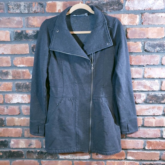 Athleta Jackets & Coats Athleta Gray Asymmetrical Longline Peplum